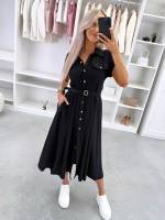 Розовый Удобное платье с поясом