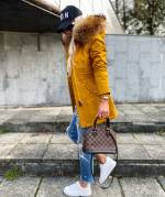 Темно-серый Водонепроницаемая зимняя куртка с натуральным мехом