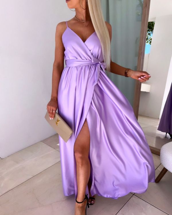 Purple Silky Maxi Dress