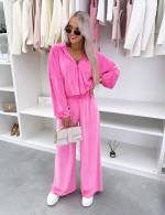 Fuksja Dwuczęściowy Komplet Dresowy Z Weluru