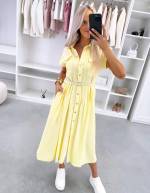 Розовый Удобное платье с поясом