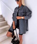 Sinine Oversized Trukkidega Teksajakk