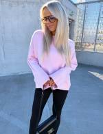 Roosa Laiemate Varrukatega Pehme Kampsun