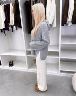 Серый Мягкий свитер в стиле худи