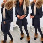 Темно-серый Водонепроницаемая зимняя куртка с натуральным мехом