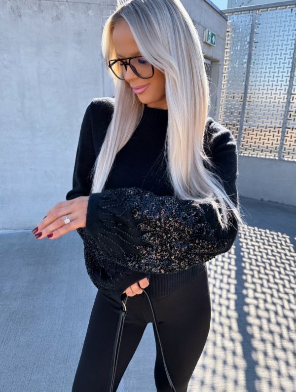 Must Litritega Pehme Kampsun