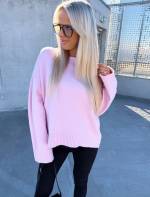 Roosa Laiemate Varrukatega Pehme Kampsun