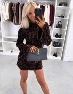 Бежевый Платье с мягкими пайетками