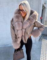 Bēša Bomberjaka Ar Kapuci Un Siltu Oderi