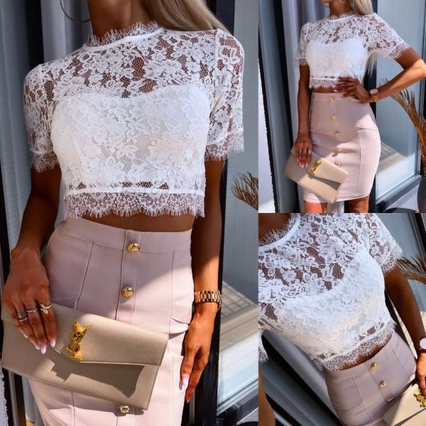 White Lace Crop-top