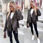 Taupė Oversized Stiliaus Džemperis