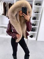 Коричневый Парка с регулируемой талией и роскошным искусственным мехом