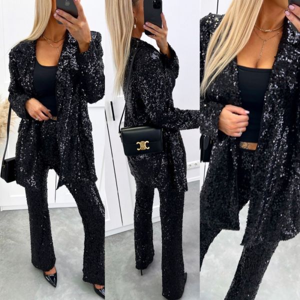 Black Two-piece Set With Sequins