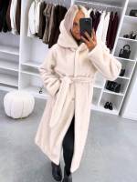 Светло-бежевый Роскошное зимнее пальто с капюшоном