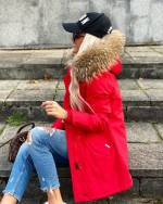 Темно-серый Водонепроницаемая зимняя куртка с натуральным мехом