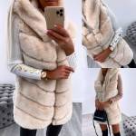 Pruun Kapuutsiga Karvane Vest 