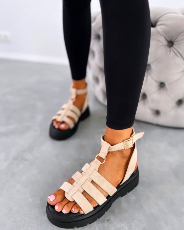 Beige Comfortable Faux Suede Sandals