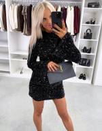 Бежевый Платье с мягкими пайетками