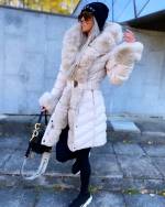 Beež Vööga Soe Talvemantel