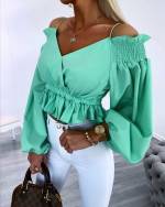 Balta Trumpas Viršus Su Dirželiais