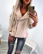 Valge Peplum Lukuga Pintsak/jakk