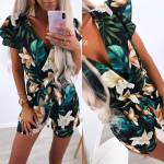 Valge Lilleline Keskelt Seotav Jumpsuit