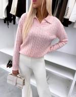 Серо-коричневый Мягкий свитер с V-образным вырезом