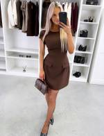 Коричневый Платье с приталенным силуэтом и расклешённой юбкой