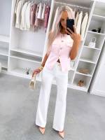 Biały Spodnie Straight Leg