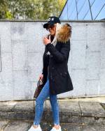 Темно-серый Водонепроницаемая зимняя куртка с натуральным мехом