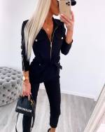 Beež Kuldsete Detailidega Stretch Jumpsuit