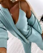 Zila Trīsdaļīgs Ikdienas Komplekts