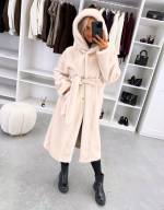 Светло-бежевый Роскошное зимнее пальто с капюшоном