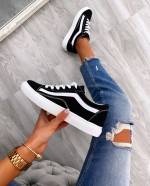 Must Musta-valgega Mugavad Tennised