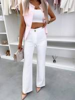 Biały Spodnie Straight Leg