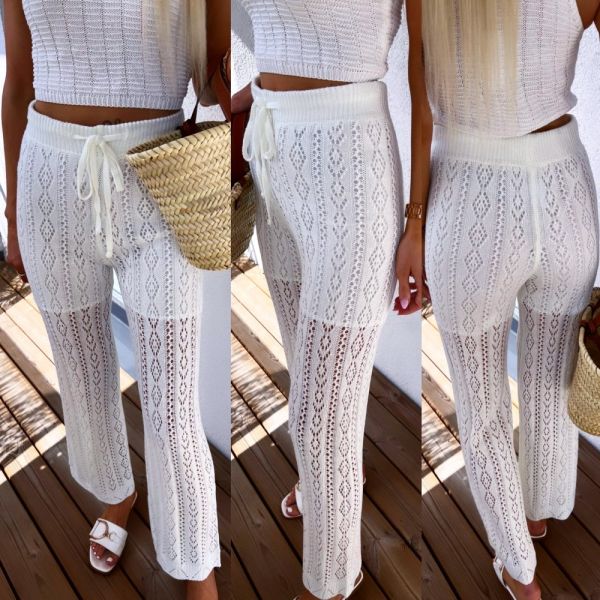 White Knitted Summer Pants