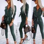 Beež Kuldsete Detailidega Stretch Jumpsuit