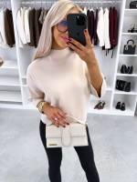 Roosa Kõrgema Kraega Mugav Kampsun