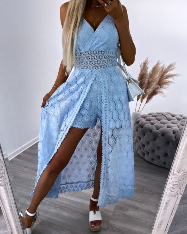 Light Blue Longer Lace Dress