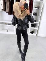 Коричневый Парка с регулируемой талией и роскошным искусственным мехом