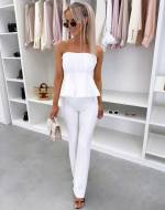 Valge Peplum Pluus