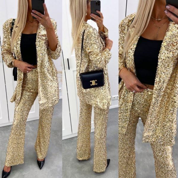 Gold Two-piece Set With Sequins