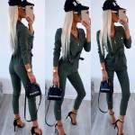 Beež Kuldsete Detailidega Stretch Jumpsuit