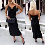 Хаки Шелковистое платье на бретелях