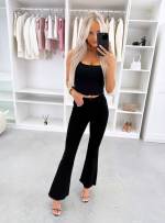 Czarny Jeansy Comfort Fit Z Szeroką Nogawką