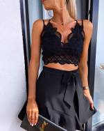 Pomarańczowy Koronkowy Crop-top