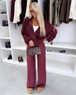 Tumši Pelēks Divdaļīgs Velūra Treniņtērpa Komplekts