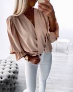 Must V-lõikega Langev Sifoonpluus