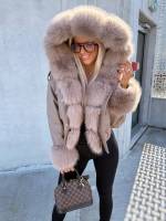 Bēša Bomberjaka Ar Kapuci Un Siltu Oderi