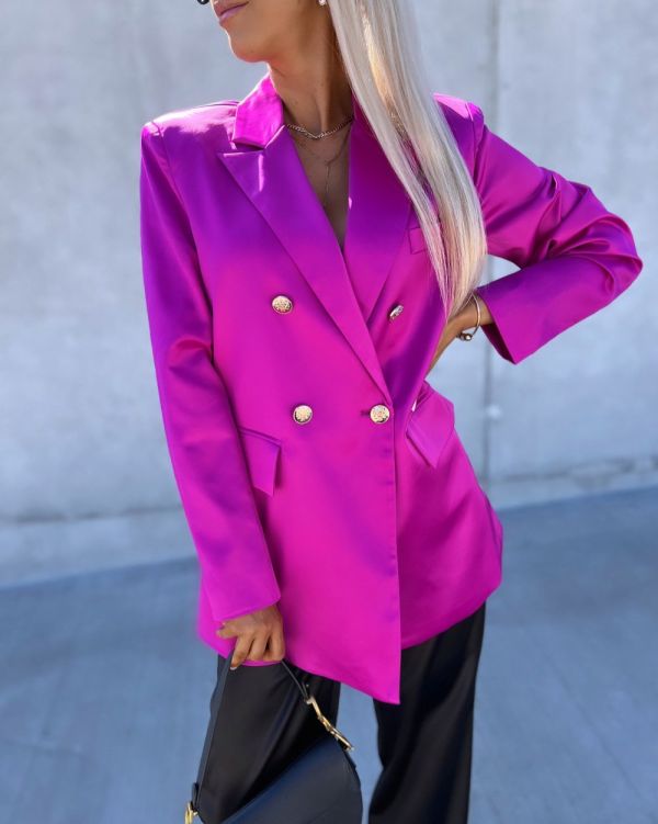 Fuchsia Satin Blazer